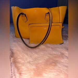 Moreau Paris made in France Elegant Yellow Tote Bag with Pouch